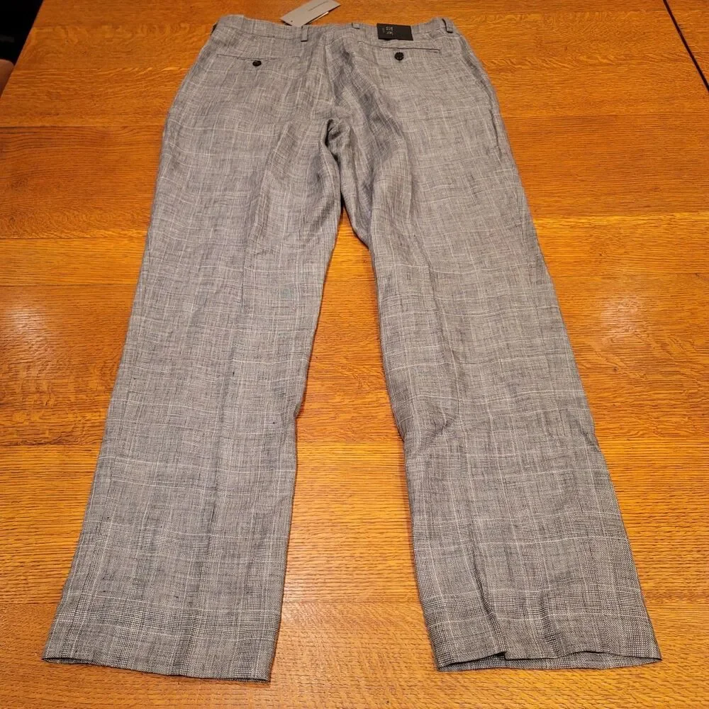 Banana Republic Slim Fit 100% Linen Dress Pants 34x32 Gray NWT